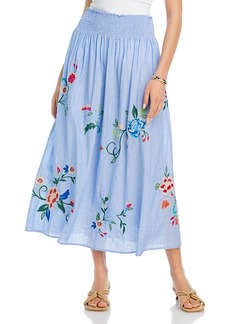 Johnny Was Smocked Maxi Floral Skirt