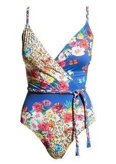 Johnny Was Women's Braided Wrap One Piece Multi Color Swimsuit