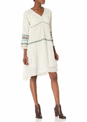 Johnny Was Women's Long Sleeve midi Dress with Tonal Embroidery  S