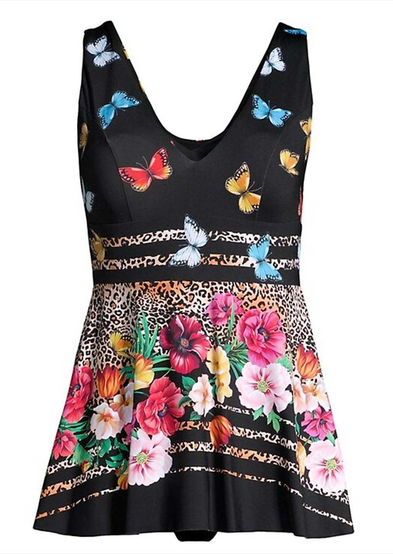 Johnny Was Women's Mari Skirted One Piece Butterfly Floral Swimsuit