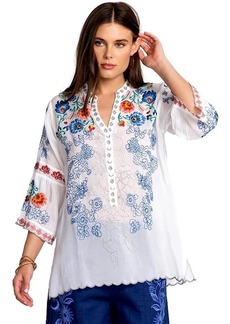 Johnny Was Women's Maverick Blouse White Embroidered