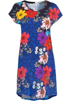 Johnny Was Women's Multi Color Archimal Floral Print Cap Sleeve Dress Night Shir