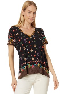 Johnny Was Women's Nani Favorite Short Sleeve V-Neck Swing Tee Multi