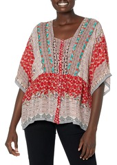 Johnny Was Women's Printed Flowy Button Down Blouse  L