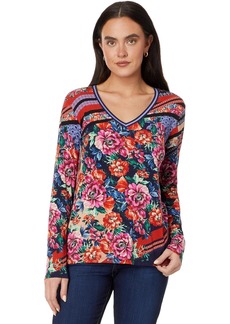 Johnny Was Women's The Janie Favorite Long Sleeve V-Neck Tee, Multicolor