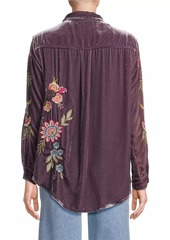 Johnny Was Julianna Embroidered Velvet Oversized Shirt