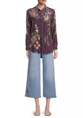 Johnny Was Julianna Embroidered Velvet Oversized Shirt