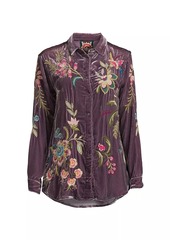 Johnny Was Julianna Embroidered Velvet Oversized Shirt