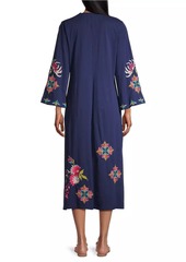 Johnny Was Julie Embroidered Cotton Midi-Dress
