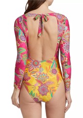 Johnny Was Kaleida And Flamingo Floral Swimsuit