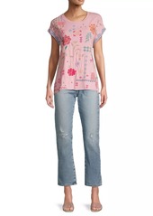 Johnny Was Katie Floral Embroidered Cotton T-Shirt