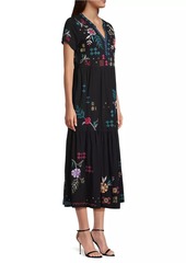 Johnny Was Katie Floral Tiered Maxi Shirtdress