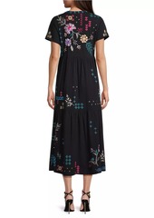 Johnny Was Katie Floral Tiered Maxi Shirtdress