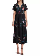 Johnny Was Katie Floral Tiered Maxi Shirtdress