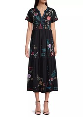 Johnny Was Katie Floral Tiered Maxi Shirtdress