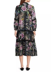 Johnny Was Leda Floral Silk V-Neck Maxi Dress