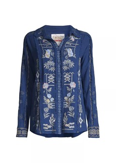 Johnny Was Leyla Floral Embroidered Cotton Shirt
