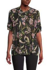 Johnny Was Libbi Pleated Floral Blouse