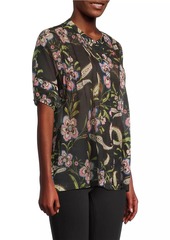 Johnny Was Libbi Pleated Floral Blouse