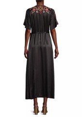 Johnny Was Lilith Embroidered Wrap Midi-Dress