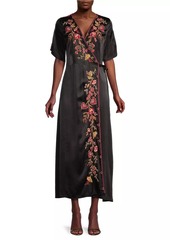 Johnny Was Lilith Embroidered Wrap Midi-Dress