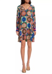 Johnny Was Lionora V-Neck Silk Swing Dress