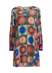 Johnny Was Lionora V-Neck Silk Swing Dress