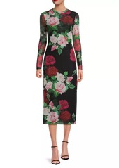 Johnny Was Lolia Rose Mesh Midi-Dress