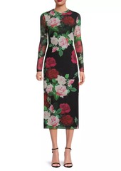 Johnny Was Lolia Rose Mesh Midi-Dress