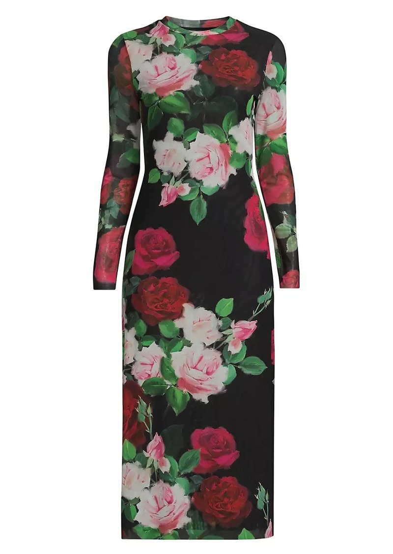 Johnny Was Lolia Rose Mesh Midi-Dress