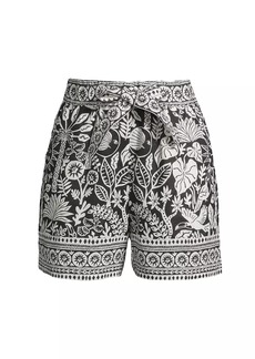 Johnny Was Luciana Botanical Linen Belted Shorts