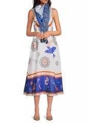 Johnny Was Luisa Abstract Linen Midi-Dress