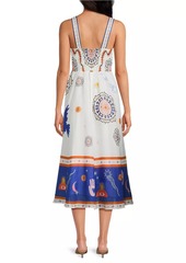 Johnny Was Luisa Abstract Linen Midi-Dress