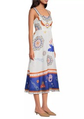 Johnny Was Luisa Abstract Linen Midi-Dress