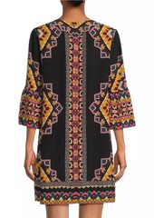 Johnny Was Lunna Geometric Silk Shift Minidress