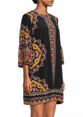 Johnny Was Lunna Geometric Silk Shift Minidress