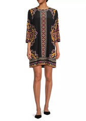 Johnny Was Lunna Geometric Silk Shift Minidress