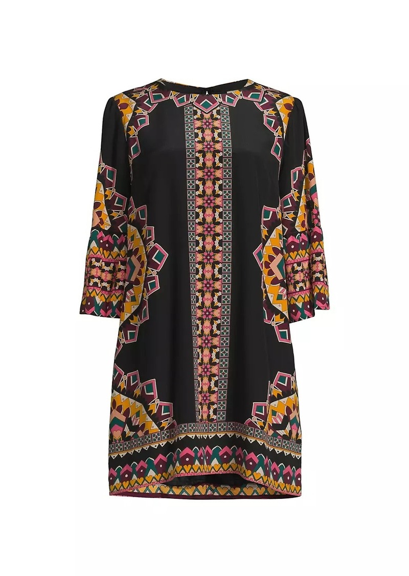 Johnny Was Lunna Geometric Silk Shift Minidress