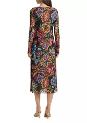 Johnny Was Maldova Floral Mesh Midi-Dress