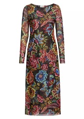 Johnny Was Maldova Floral Mesh Midi-Dress