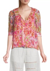 Johnny Was Marcia Floral Silk Blouse