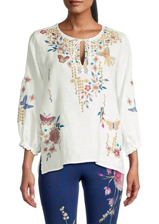Johnny Was Mariposa Easy Linen Blouse In White