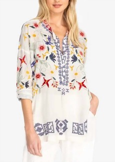 Johnny Was Mariposa Silk Blouse In White