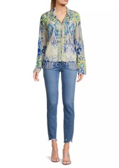 Johnny Was Mazzy Embroidered Lace Blouse