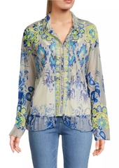 Johnny Was Mazzy Embroidered Lace Blouse