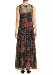 Johnny Was Mazzy Embroidered Mesh Sleeveless Maxi Dress