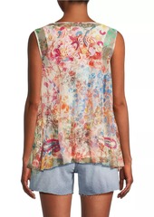 Johnny Was Mazzy Embroidered Mesh Tank