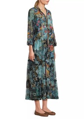 Johnny Was Mazzy Floral-Embroidered Ruffled Maxi-Dress