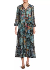 Johnny Was Mazzy Floral-Embroidered Ruffled Maxi-Dress