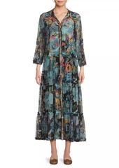 Johnny Was Mazzy Floral-Embroidered Ruffled Maxi-Dress